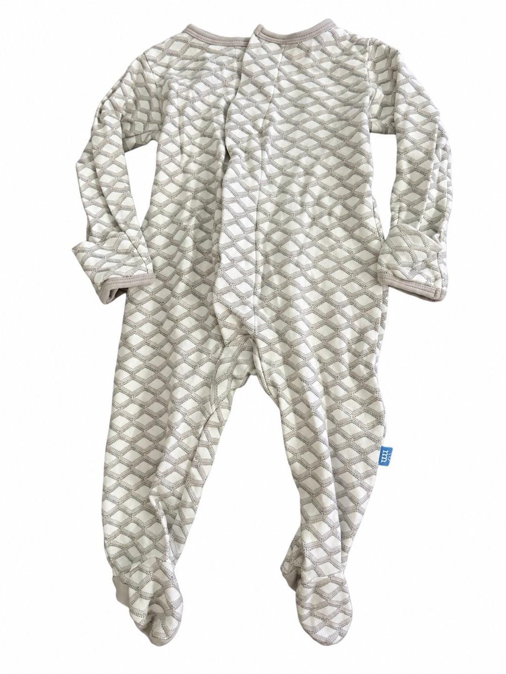Magnetic Me Gray Ivory Geometric Footed Baby Sleeper 3-6 months